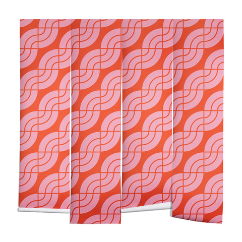 Camilla Foss Twisted Pattern Pink Orange Wall Mural