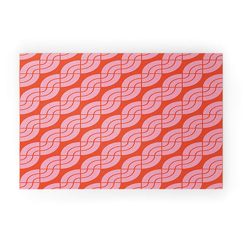 Camilla Foss Twisted Pattern Pink Orange Welcome Mat