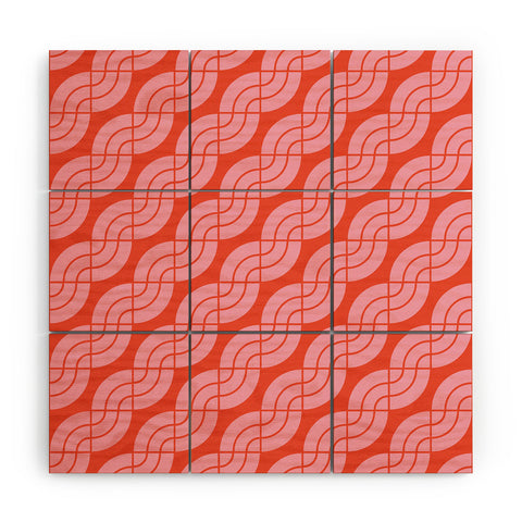 Camilla Foss Twisted Pattern Pink Orange Wood Wall Mural