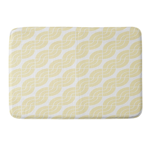 Camilla Foss Twisted Pattern Yellow White Memory Foam Bath Mat