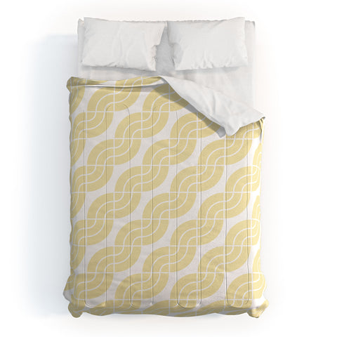 Camilla Foss Twisted Pattern Yellow White Comforter
