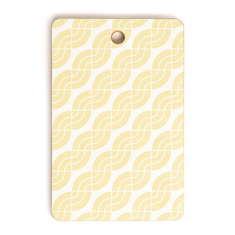 Camilla Foss Twisted Pattern Yellow White Cutting Board Rectangle