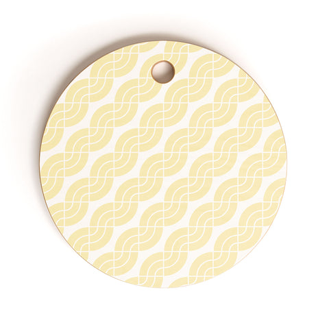 Camilla Foss Twisted Pattern Yellow White Cutting Board Round