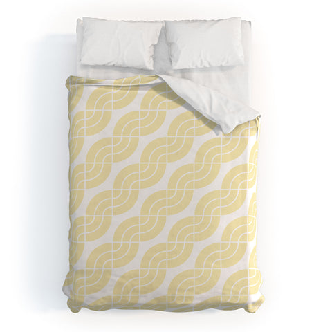 Camilla Foss Twisted Pattern Yellow White Duvet Cover