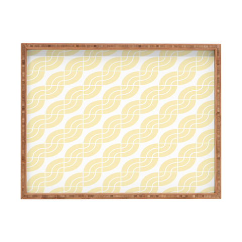 Camilla Foss Twisted Pattern Yellow White Rectangular Tray