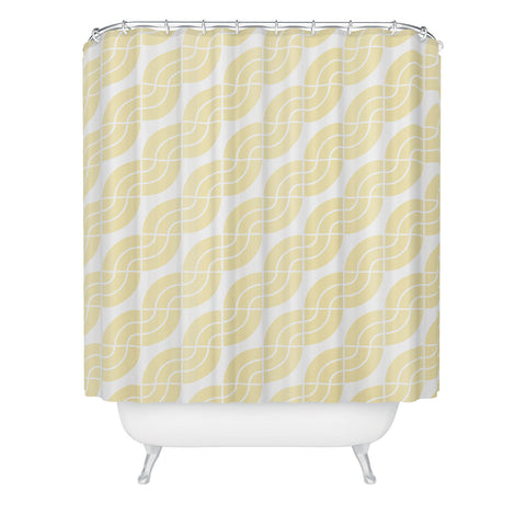 Camilla Foss Twisted Pattern Yellow White Shower Curtain
