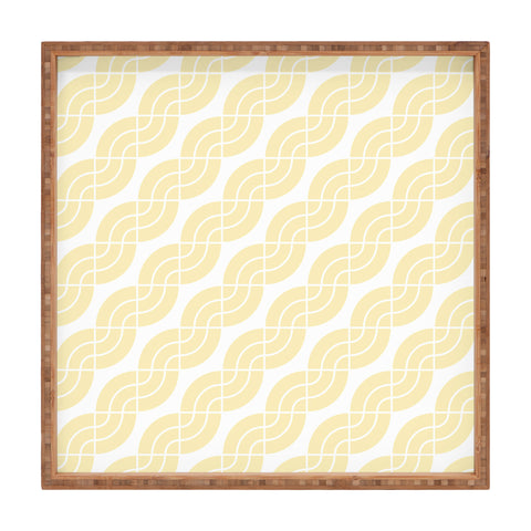 Camilla Foss Twisted Pattern Yellow White Square Tray