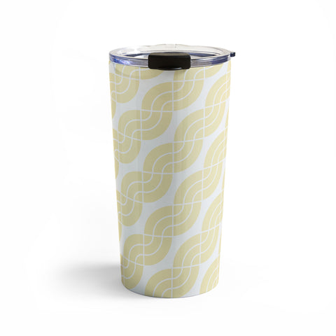Camilla Foss Twisted Pattern Yellow White Travel Mug