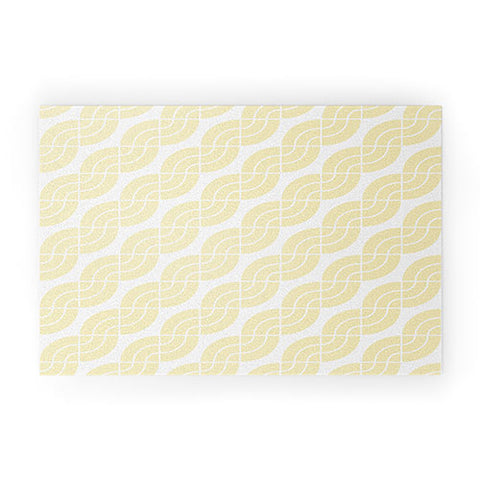 Camilla Foss Twisted Pattern Yellow White Welcome Mat