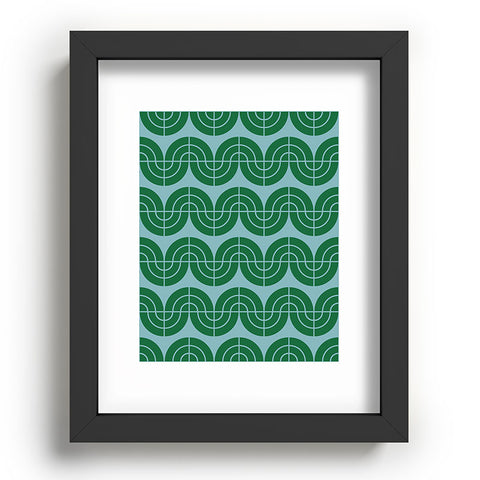 Camilla Foss Wavy Pattern Green and Blue Recessed Framing Rectangle