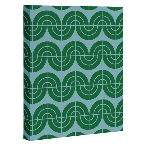 Camilla Foss Wavy Pattern Green and Blue Art Canvas