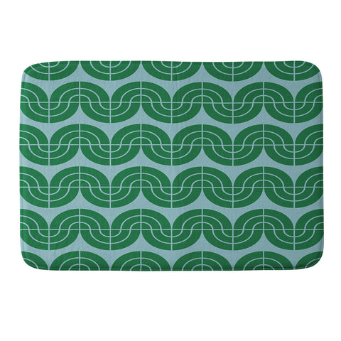 Camilla Foss Wavy Pattern Green and Blue Memory Foam Bath Mat