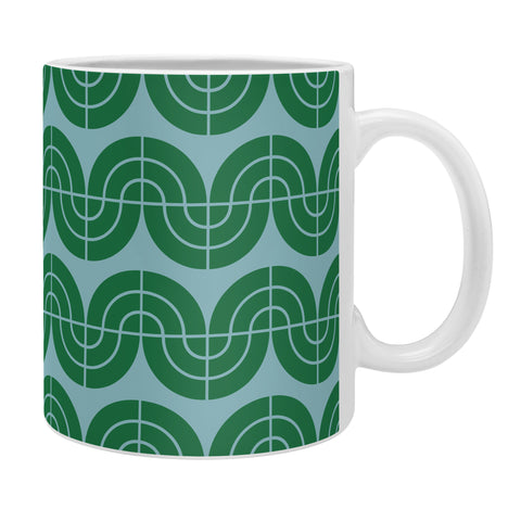 Camilla Foss Wavy Pattern Green and Blue Coffee Mug