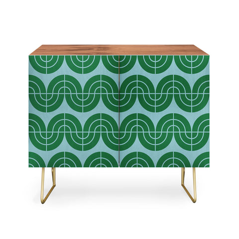 Camilla Foss Wavy Pattern Green and Blue Credenza