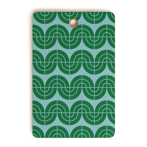 Camilla Foss Wavy Pattern Green and Blue Cutting Board Rectangle