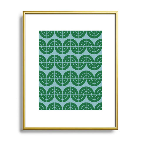 Camilla Foss Wavy Pattern Green and Blue Metal Framed Art Print