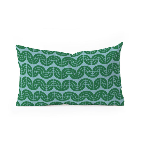 Camilla Foss Wavy Pattern Green and Blue Oblong Throw Pillow