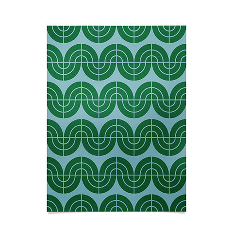 Camilla Foss Wavy Pattern Green and Blue Poster