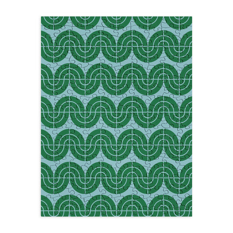 Camilla Foss Wavy Pattern Green and Blue Puzzle
