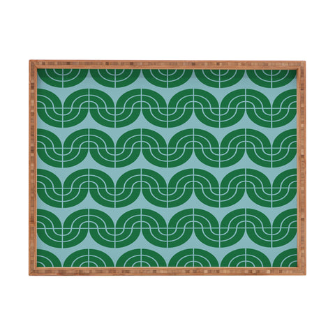 Camilla Foss Wavy Pattern Green and Blue Rectangular Tray