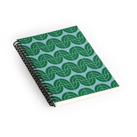 Camilla Foss Wavy Pattern Green and Blue Spiral Notebook