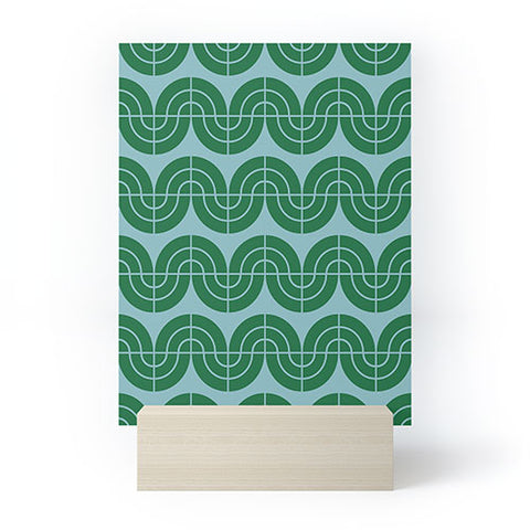 Camilla Foss Wavy Pattern Green and Blue Mini Art Print