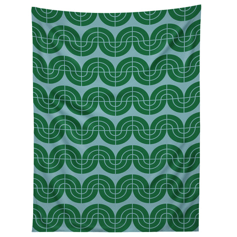 Camilla Foss Wavy Pattern Green and Blue Tapestry