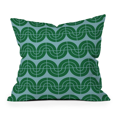 Camilla Foss Wavy Pattern Green and Blue Throw Pillow