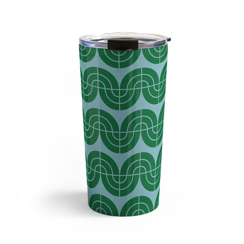 Camilla Foss Wavy Pattern Green and Blue Travel Mug