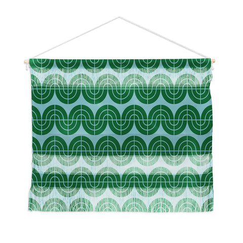 Camilla Foss Wavy Pattern Green and Blue Wall Hanging Landscape