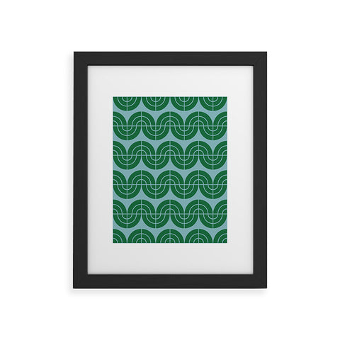 Camilla Foss Wavy Pattern Green and Blue Framed Art Print