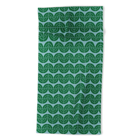 Camilla Foss Wavy Pattern Green and Blue Beach Towel