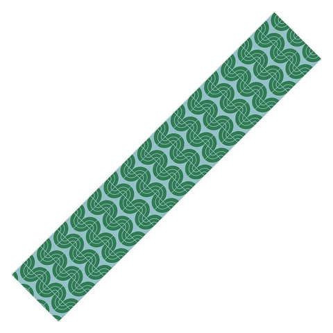 Camilla Foss Wavy Pattern Green and Blue Table Runner