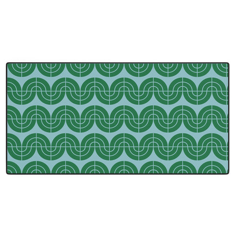 Camilla Foss Wavy Pattern Green and Blue Desk Mat