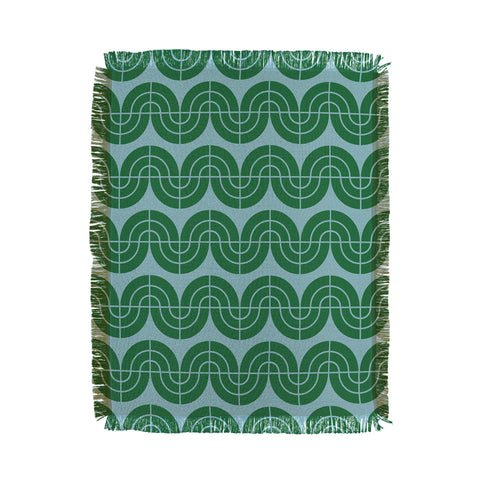 Camilla Foss Wavy Pattern Green and Blue Throw Blanket