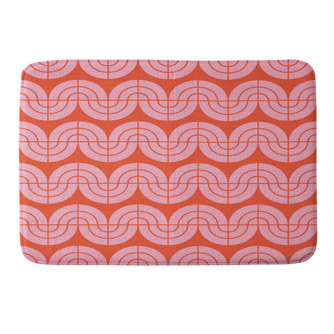 Camilla Foss Wavy Pattern Pink and Orange Memory Foam Bath Mat