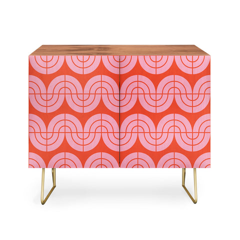 Camilla Foss Wavy Pattern Pink and Orange Credenza