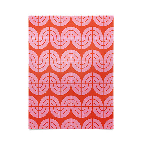 Camilla Foss Wavy Pattern Pink and Orange Poster