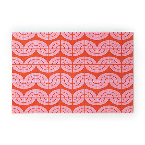 Camilla Foss Wavy Pattern Pink and Orange Welcome Mat