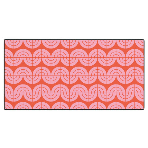 Camilla Foss Wavy Pattern Pink and Orange Desk Mat