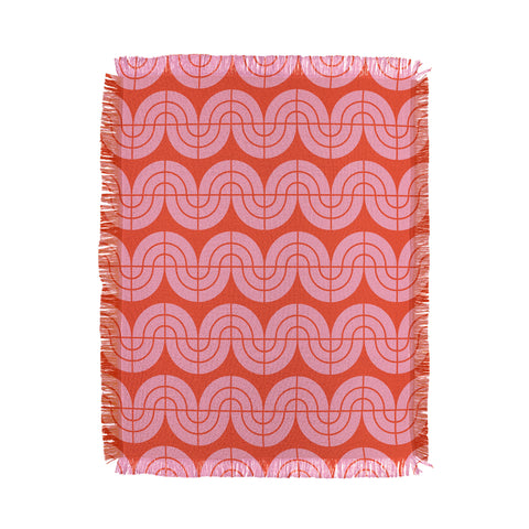 Camilla Foss Wavy Pattern Pink and Orange Throw Blanket