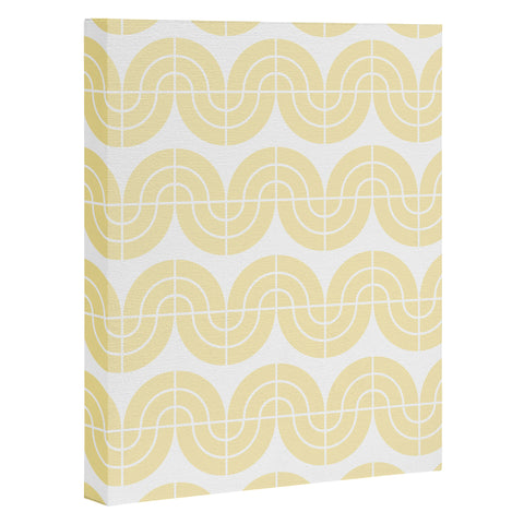 Camilla Foss Wavy Pattern Yellow and White Art Canvas