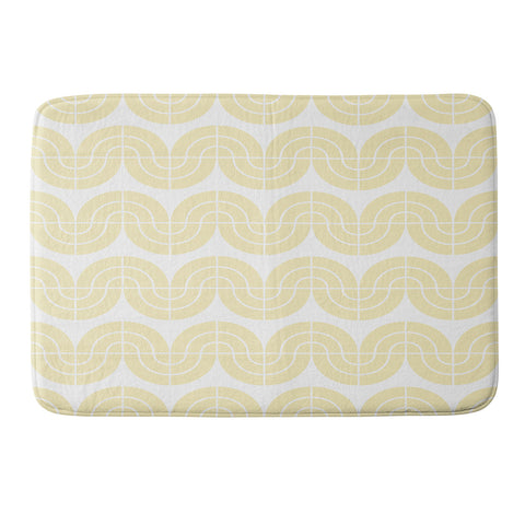 Camilla Foss Wavy Pattern Yellow and White Memory Foam Bath Mat