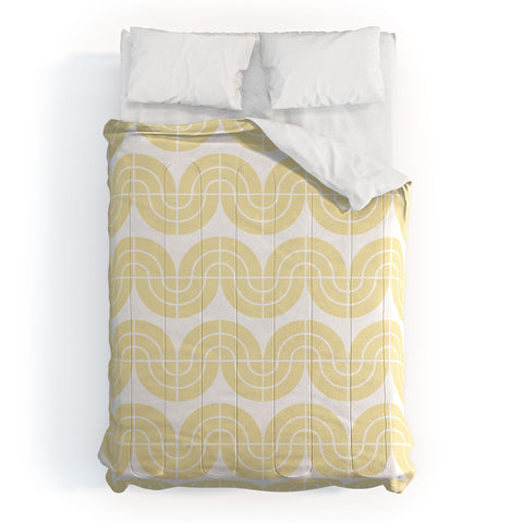 Camilla Foss Wavy Pattern Yellow and White Comforter