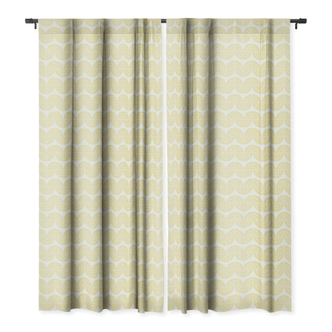 Camilla Foss Wavy Pattern Yellow and White Blackout Window Curtain