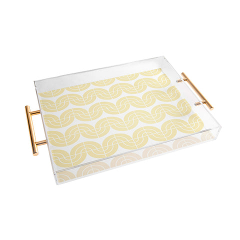 Camilla Foss Wavy Pattern Yellow and White Acrylic Tray