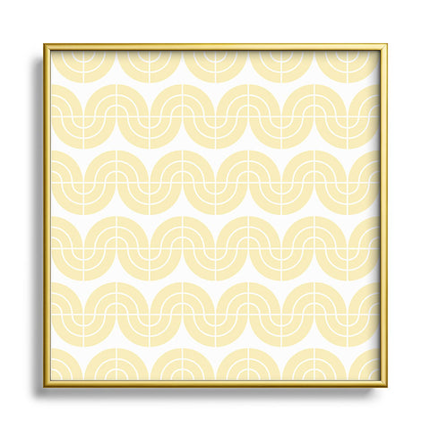 Camilla Foss Wavy Pattern Yellow and White Square Metal Framed Art Print