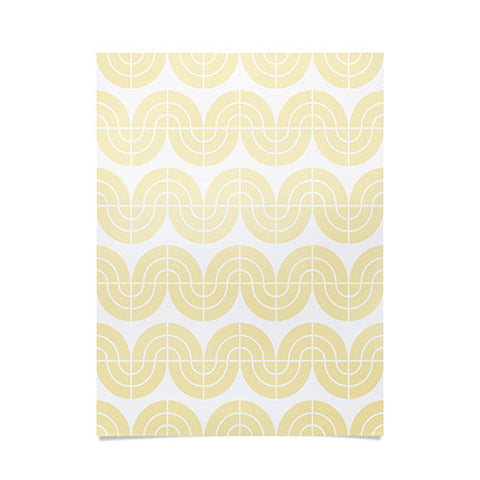Camilla Foss Wavy Pattern Yellow and White Poster