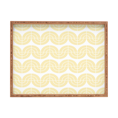 Camilla Foss Wavy Pattern Yellow and White Rectangular Tray