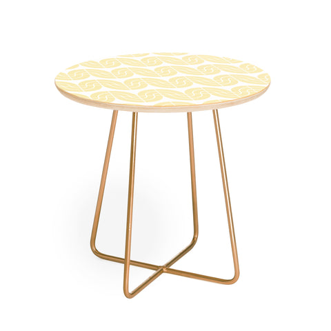 Camilla Foss Wavy Pattern Yellow and White Round Side Table